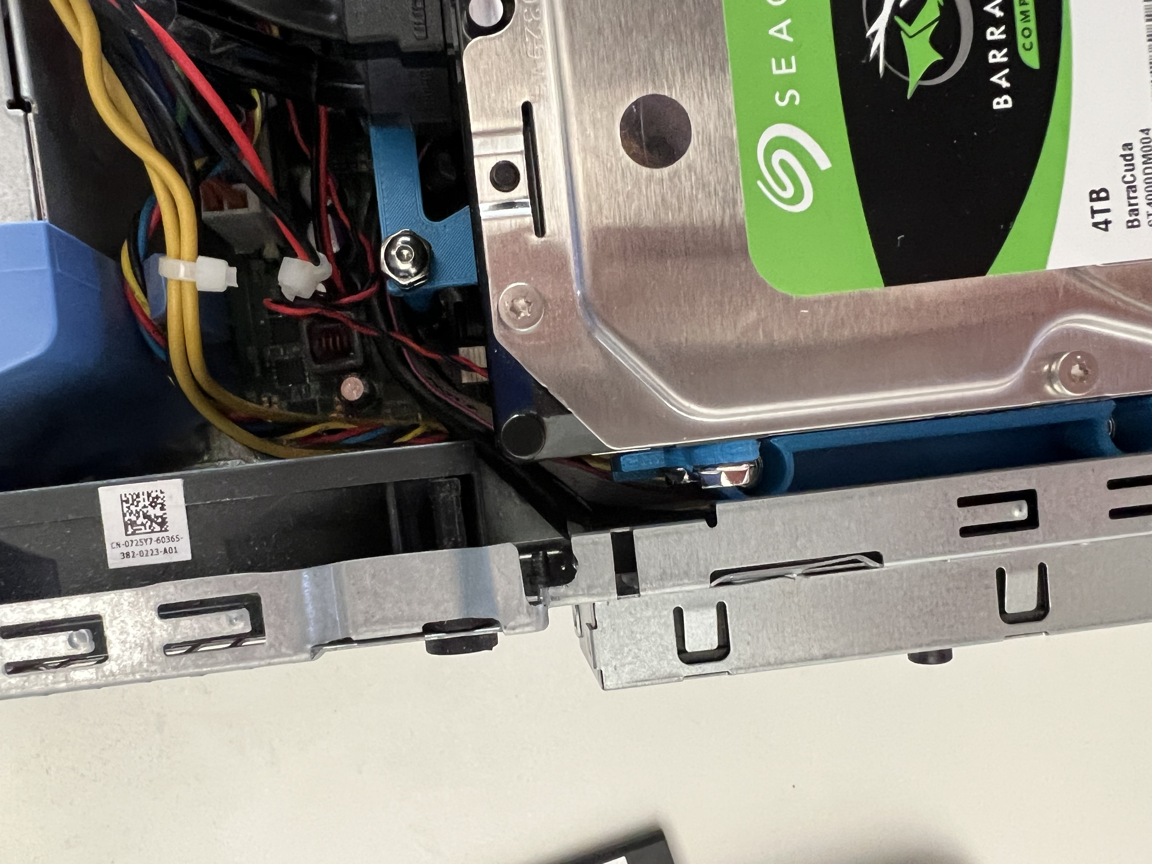 the mounted hard drives very close to the front of the case and the case fan