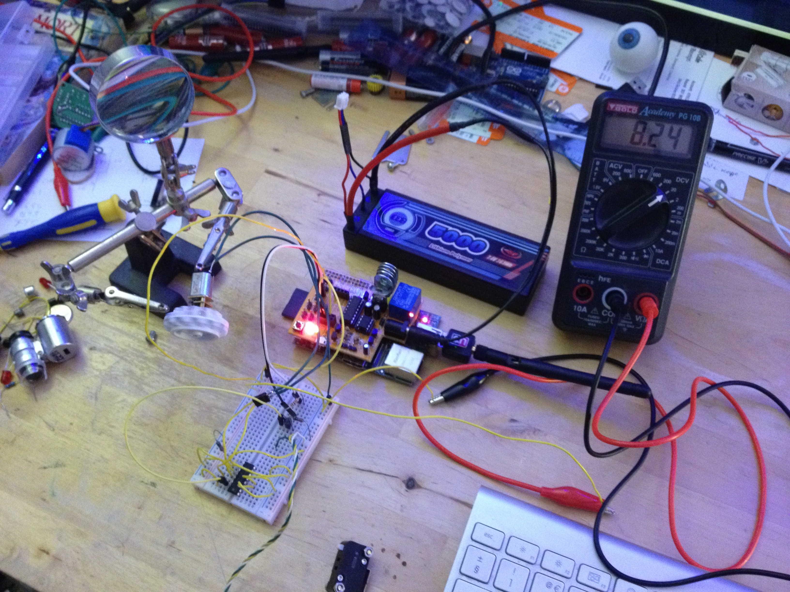 A curcuit under test with a multimeter